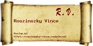 Roszinszky Vince névjegykártya